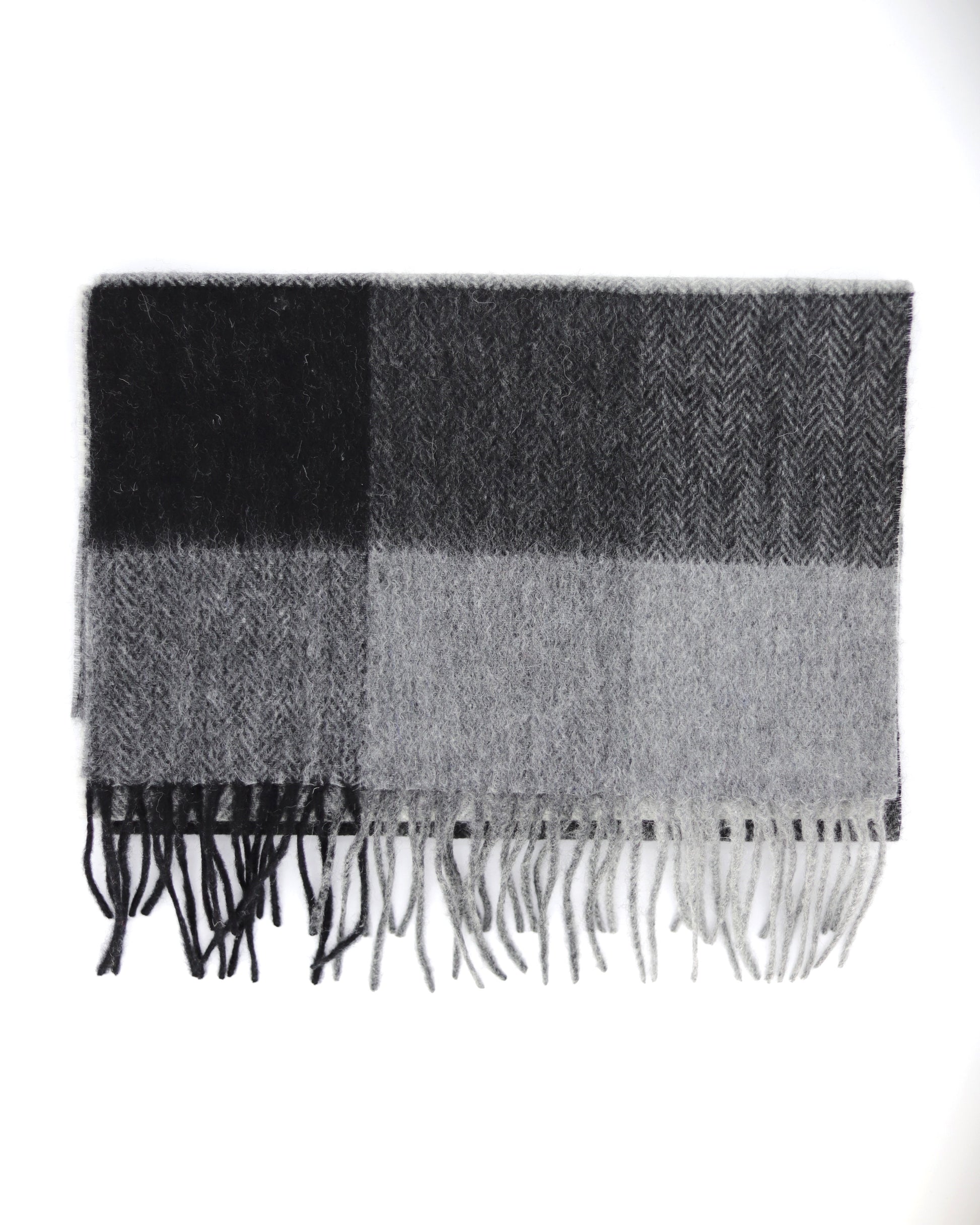 Wool Checked Scarf - Black and Gray - Scarf Designers