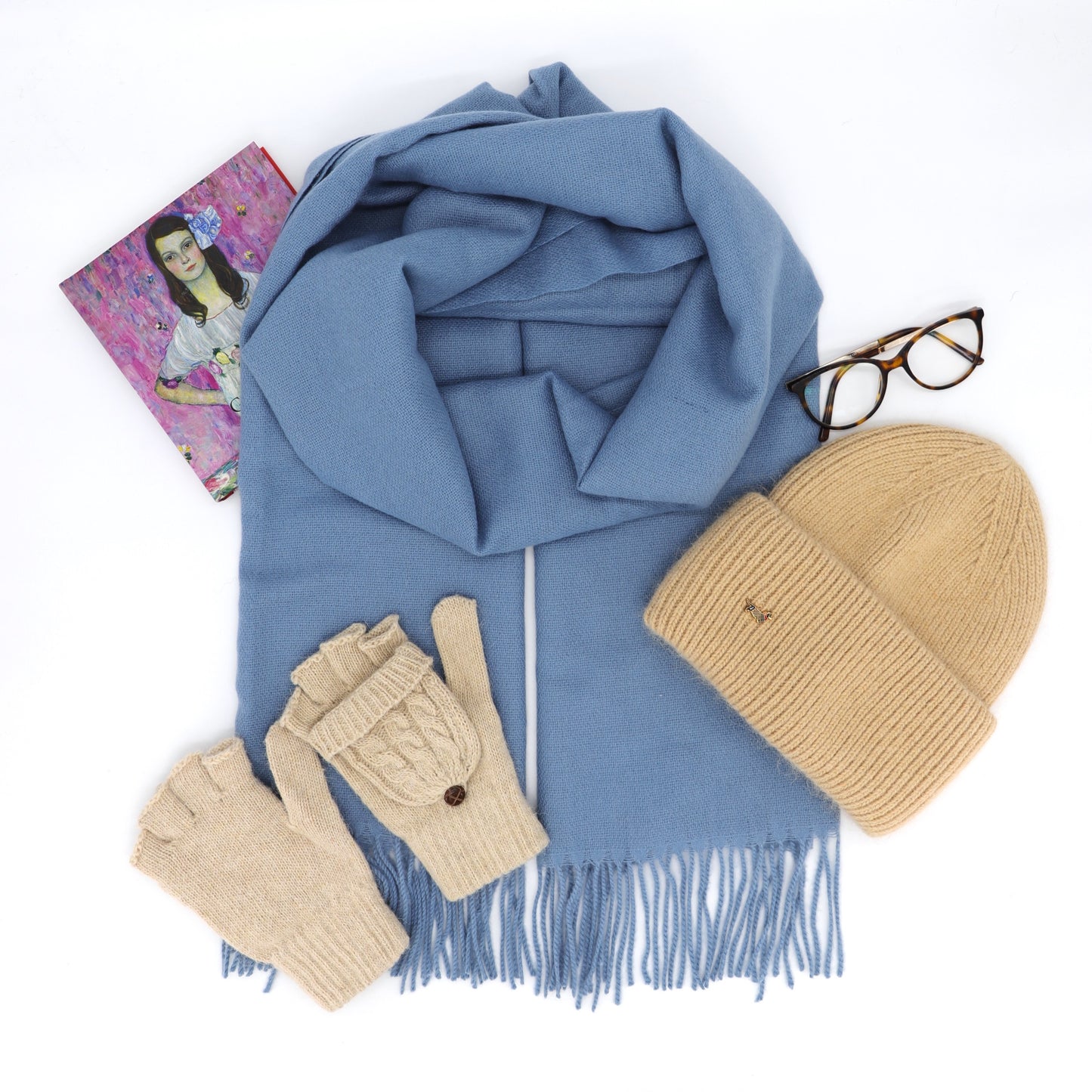 Soft Wool and Cashmere Scarf - Stone Blue - Scarf Designers