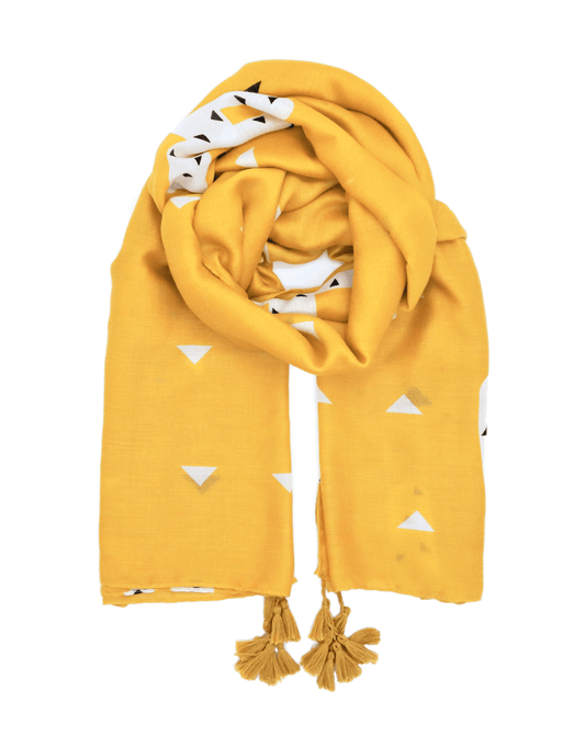 Soft XL viscose pareo for women with cactus pattern in yellow - Scarf Designers