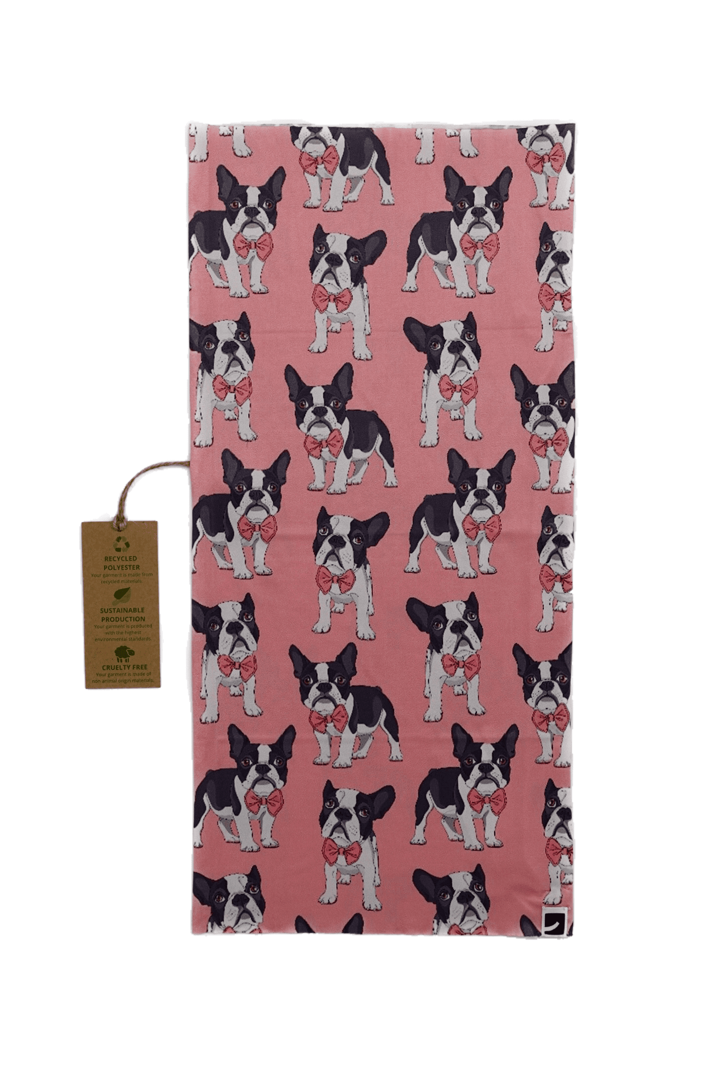 Bandana from recycled polyester with French Bulldog pattern in pink - Scarf Designers