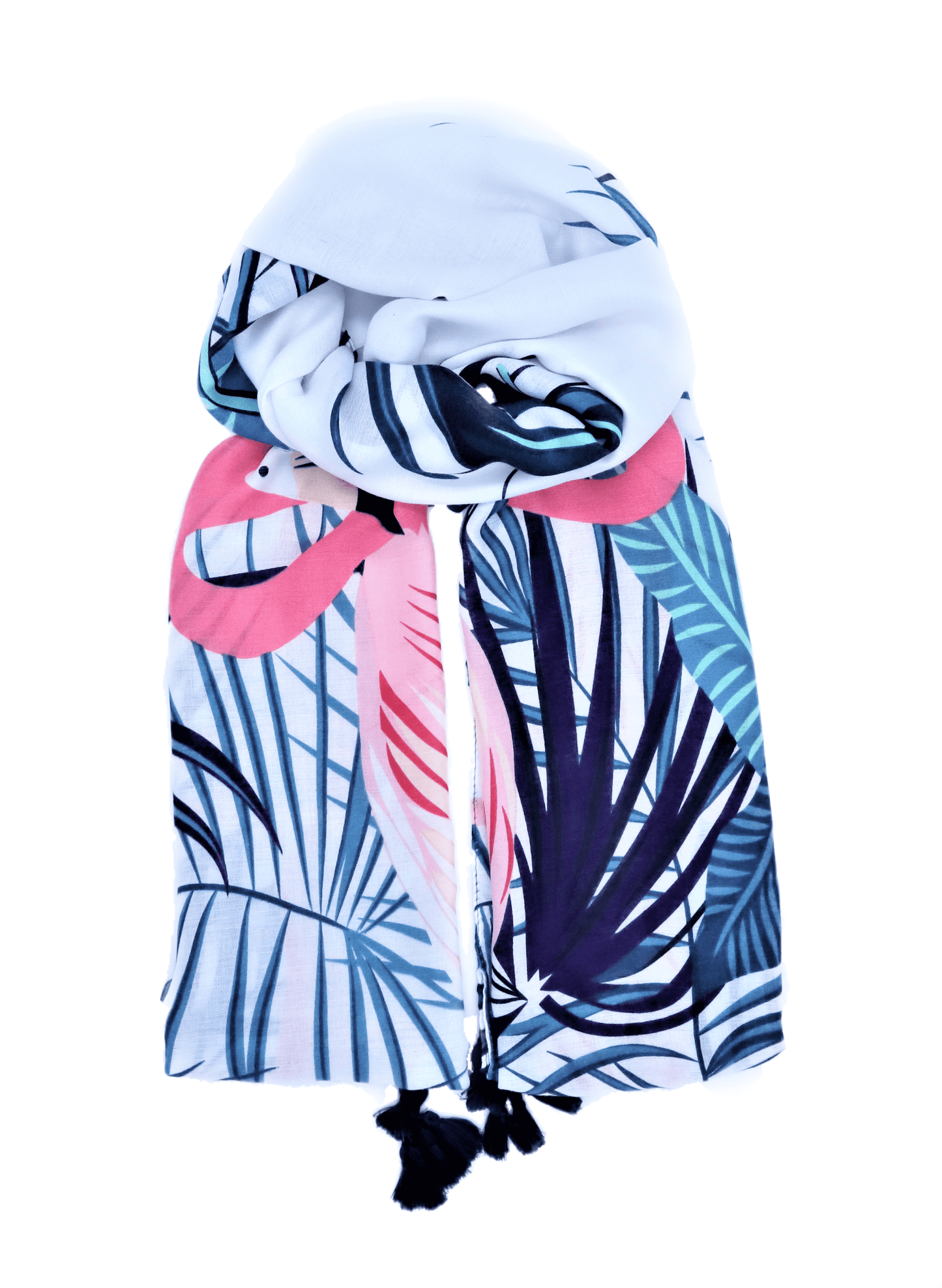 Soft XL pareo from viscosa with flamingo pattern in multicolor - Scarf Designers